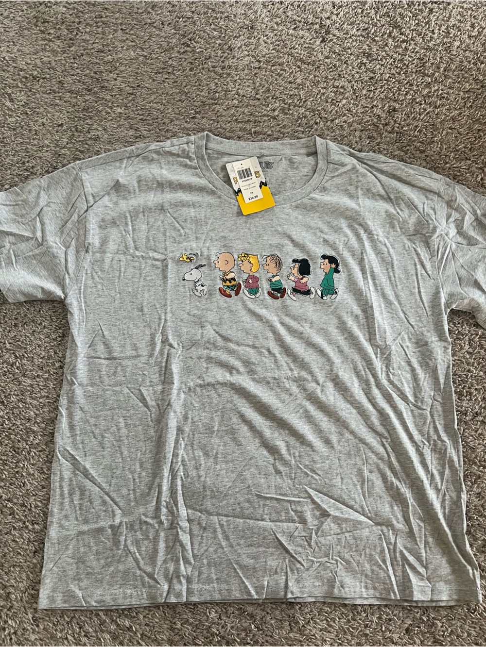 Peanuts Gray Short Sleeve Tee with Peanuts Characters